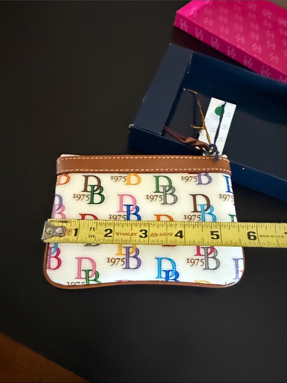 NWT Dooney & Bourke Rainbow DB Monogram Wristlet Pouch Wallet Box & Tags - Picture 6 of 12